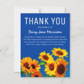 Carte de remerciements des tournesols jaunes et du (Devant)