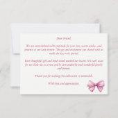 Carte De Remerciements Des vêtements roses preppy sur une ligne baby show (Dos)