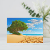 Carte De Remerciements Deserted Tropical Island Sandy Beach  (Debout devant)