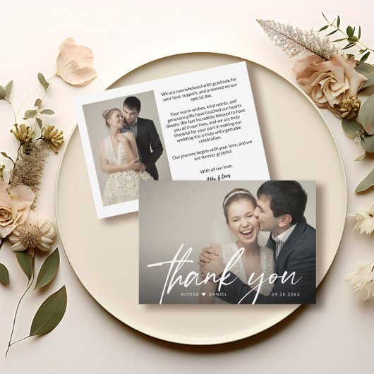 Carte De Remerciements Design chic moderne Mariage de coeur photo