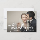 Carte De Remerciements Design chic moderne Mariage de coeur photo (Devant)