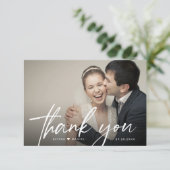 Carte De Remerciements Design chic moderne Mariage de coeur photo (Debout devant)