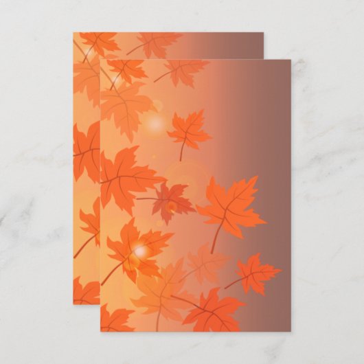 Carte De Remerciements Design d'automne avec feuilles d'érable et effet b (Devant / Derrière)