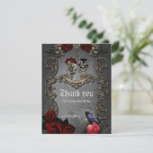 Carte De Remerciements Design gothique avec crânes cool (Debout devant)