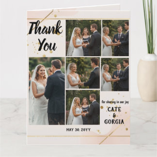 Carte De Remerciements Design Mariage de 6 photos de script moderne