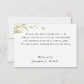 Carte De Remerciements Design moderne Fleurs de Jardin rose Mariage verdo (Dos)