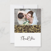 Carte De Remerciements Design noir et or de luxe avec photo (Devant)