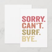 Carte De Remerciements Désolé Can't Surf Bye Funny Surfers Surfboards Cad (Devant / Derrière)