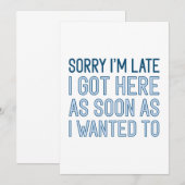 Carte De Remerciements Désolé d'être en retard (Devant / Derrière)