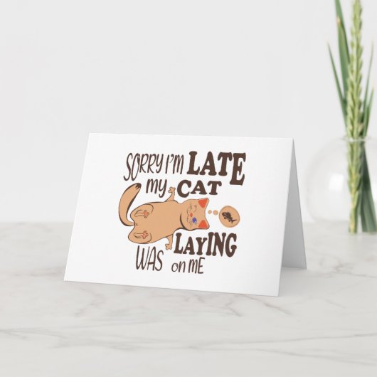 Carte De Remerciements Désolé je suis en retard mon chat était allongé su (Devant)
