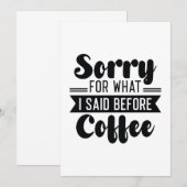 Carte De Remerciements Désolé Pour Ce Que J'Ai Dit Avant Le Café (Devant / Derrière)