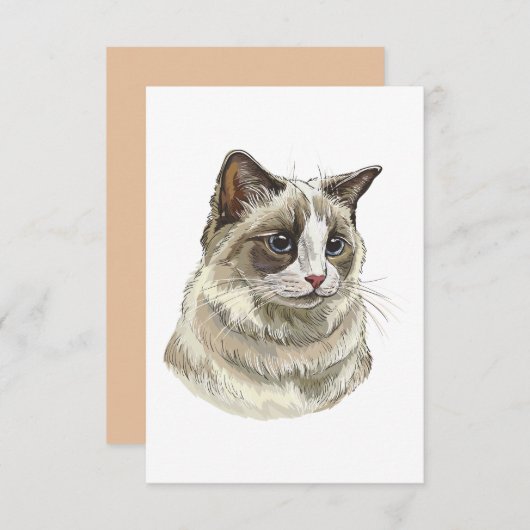 Carte De Remerciements Dessin à la main du chat Ragdoll luffy (Devant / Derrière)