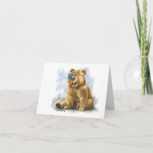 Carte De Remerciements Dessin animé de papillon et d'ours