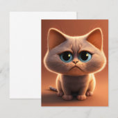 Carte De Remerciements dessin animé illustration d'un chat mignon (Devant / Derrière)