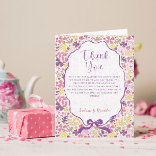 Carte De Remerciements Dessin au crayon de fleur gribouillée colorée Baby