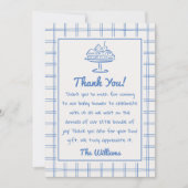 Carte De Remerciements Dessin Blue Silly Goose En vichy Baby shower garço (Devant)