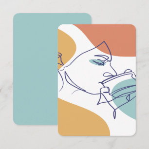 Carte De Remerciements dessin d'art affiche d'une femme buvant du café