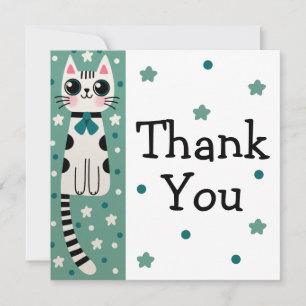 Carte De Remerciements Dessin de chat fantaisiste et farfelu
