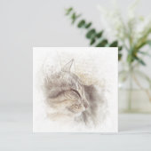 Carte De Remerciements Dessin de crayon numérique de chat Calme (Debout devant)
