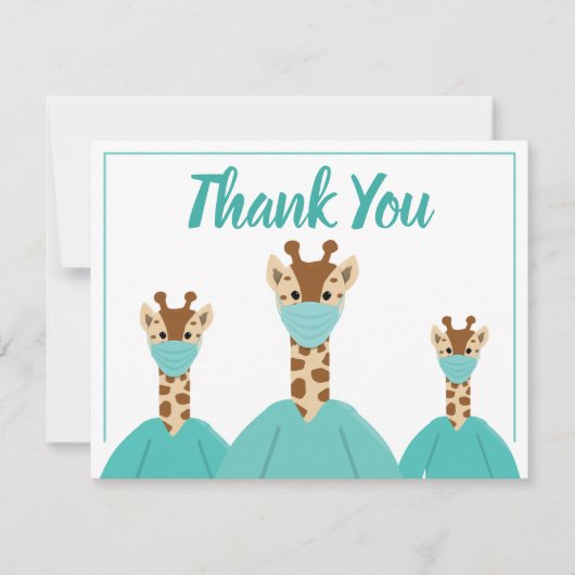 Carte De Remerciements Dessin de Girafe, infirmière-Merci Médicale (Devant)