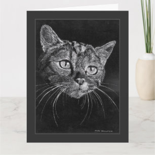 Carte De Remerciements Dessin de visage de chat par Mark Edward Westerfie
