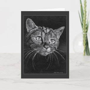 Carte De Remerciements Dessin de visage de chat par Mark Edward Westerfie