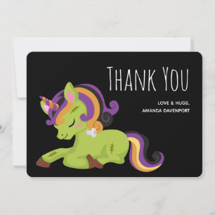 Carte De Remerciements Dessin d'Halloween de licorne de Frankenstein mign