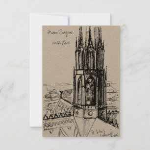 Carte De Remerciements Dessin libre de Prague avec amour