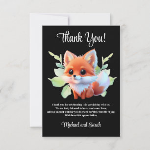 Carte De Remerciements Dessin mignon de renard, animaux de la forêt, amis