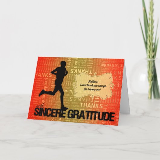 Carte De Remerciements Dessin Runner Thank You dans un Sports Theme (Devant)
