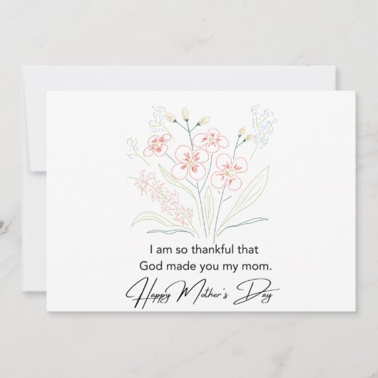 Carte De Remerciements Dessin simple des fleurs de la fête des mères (Devant)
