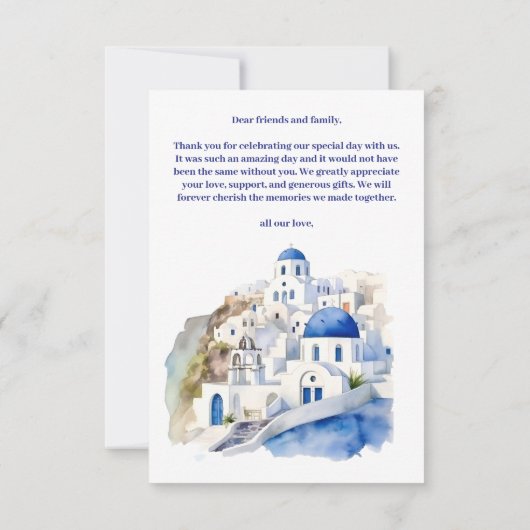 Carte De Remerciements Destination Grèce Santorini Mariage photo (Dos)