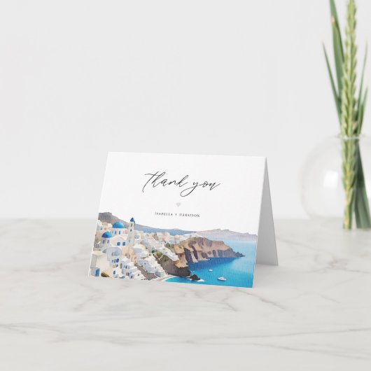Carte De Remerciements Destination Skyline SANTORINI GRÈCE (Devant)