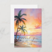 Carte De Remerciements Destination Sunset Beach Wedding (Devant / Derrière)