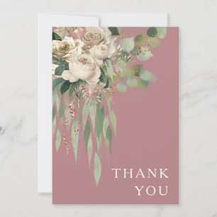 Carte De Remerciements Détails de mariage aux pivoines florales roses mod