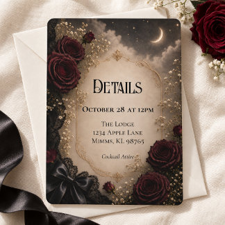Carte De Remerciements Détails de mariage gothique Rose Bourgogne