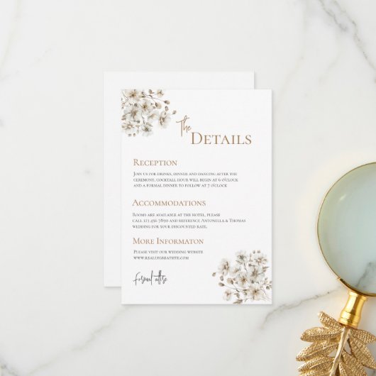 Carte De Remerciements Détails du Mariage Boho (Devant/Arrière en situation)