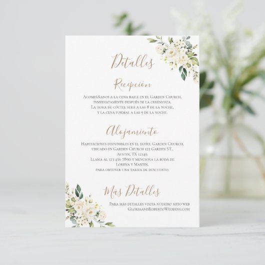 Carte De Remerciements Détails du Mariage Boho en espagnol (Debout devant)