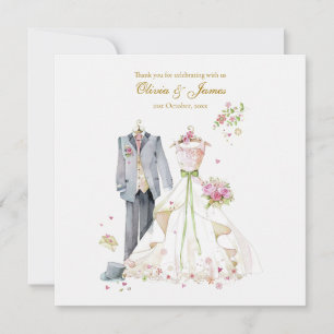 Carte De Remerciements Détails personnalisés Mariée & Marié