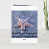 Carte de remerciements d'étoiles de mer (Dos)