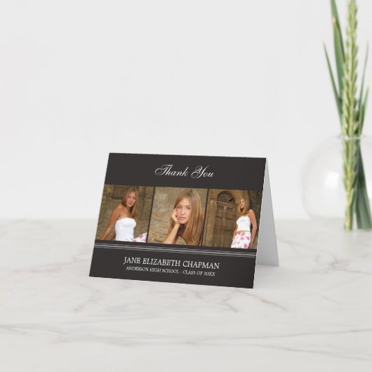 Carte de remerciements d'études supérieures stylis (Devant)