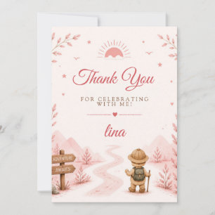 Carte De Remerciements Deux anniversaires rose sauvage boho