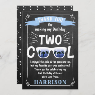 Carte De Remerciements Deux Cool Chalkboard Boys 2e anniversaire