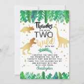 Carte De Remerciements Deux Dinosaures Sauvages Deuxième Anniversaire (Devant)