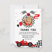 Carte De Remerciements Deux enfants pour un 2ème anniversaire Voiture de  (Devant)