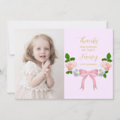 Carte De Remerciements Deux Fancy Bow Floral Anniversaire (Devant)