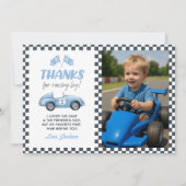 Carte De Remerciements Deux Fast Blue Race Car 2ème anniversaire Photo (Devant)