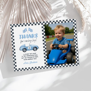 Carte De Remerciements Deux Fast Blue Race Car 2ème anniversaire Photo
