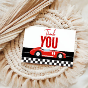 Carte De Remerciements Deux Fast Race Car Boy 2e fête d'anniversaire