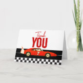 Carte De Remerciements Deux Fast Race Car Boy 2e fête d'anniversaire (Devant)